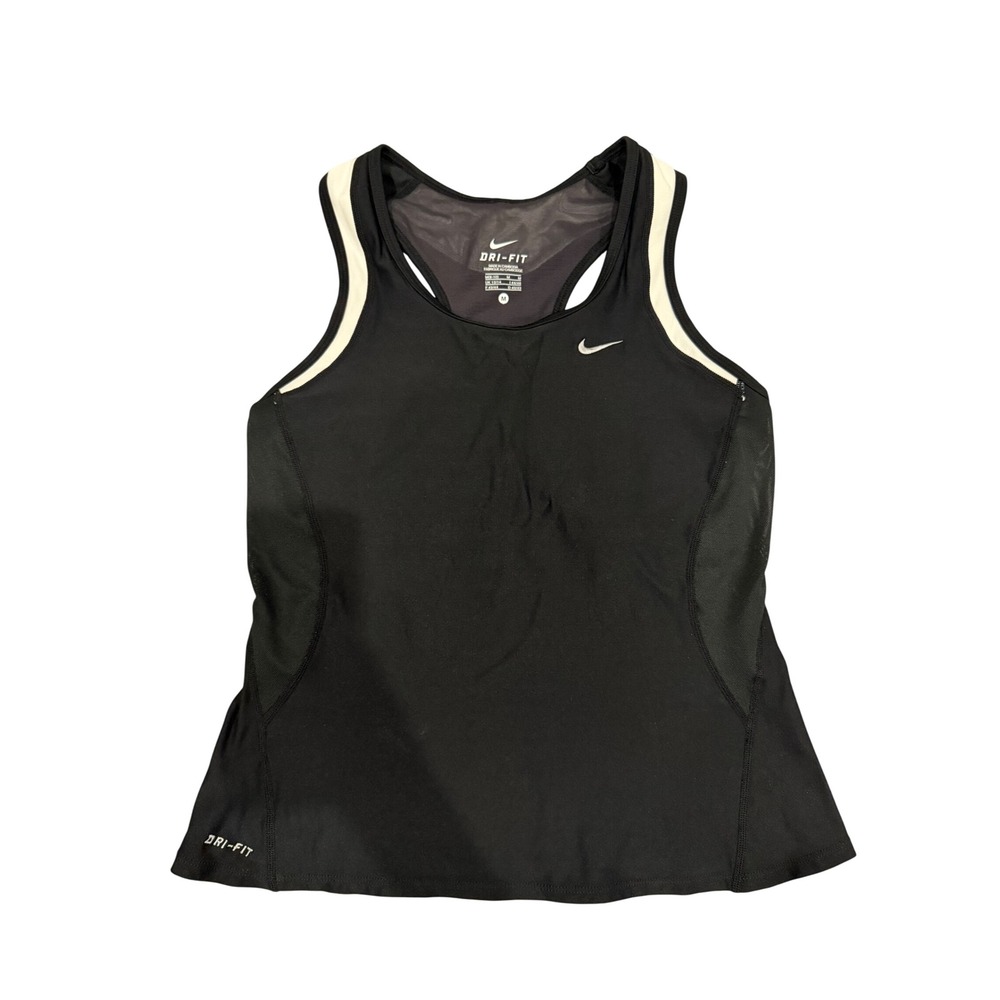 Nike Dri-Fit Racerback Tank Top Built-in Shelf Bra Black White